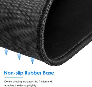 KTRIO Комплект килимків для миші 3 шт. (275x215 мм, чорний) з антиковзаючою основою та прошитими краями