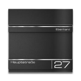 Поштова скринька Metzler Anthrazit RAL 7016 з газетницею та номером будинку – персоналізована лазерним гравіюванням – сучасний поштовий ящик з табличкою, водонепроникний та стійкий до іржі | Модель Hermann