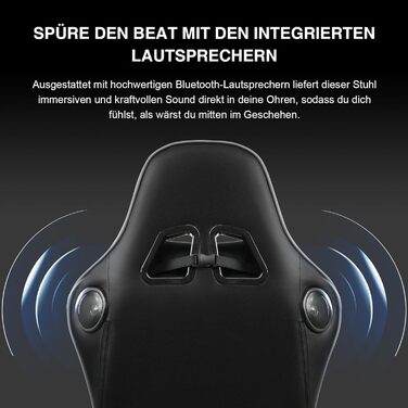 Ігрове крісло GTPLAYER з підставкою для ніг, Bluetooth динаміками, ергономічне комп'ютерне крісло для геймерів, офісу, регульована спинка, до 150 кг, сіре