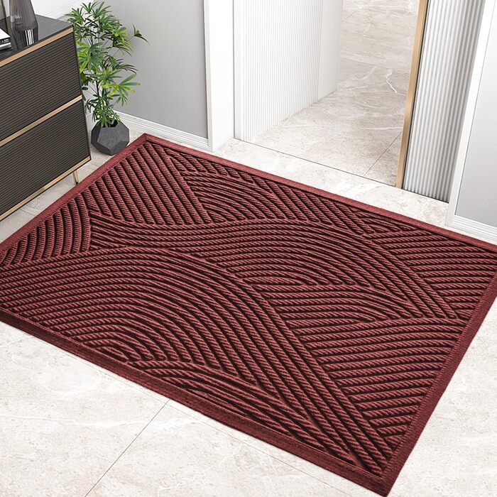 Килимок для входу HIYARD Robuste, 47x32 см, червоний, антиковзкий, вологопоглинаючий, міцний, для дому та офісу