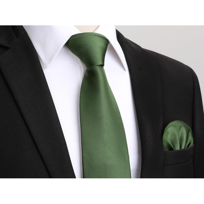 HISDERN Комплект краватки та кишенькового хустинки однотонний для весілля та свят