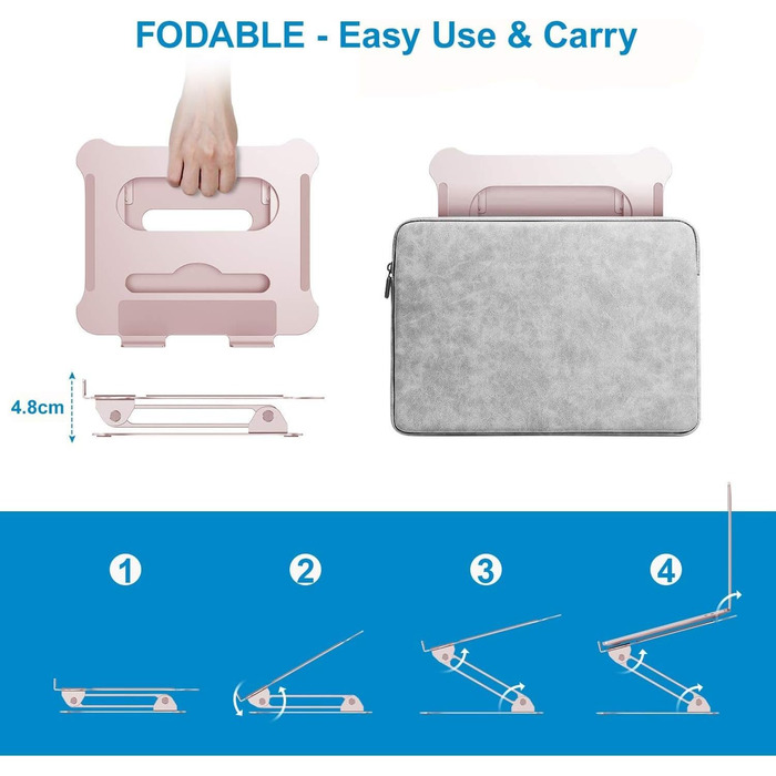 DUCHY Adjustable Laptop Stand - Ergonomic Laptop Riser for MacBook, Tablets & Laptops (10-17 inch) - Rose Gold