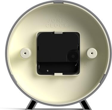 JONES CLOCKS® Desk Clock 'Venus' – modern round design in gray, stylish retro look for shelves, tables, mantels, or bedside tables