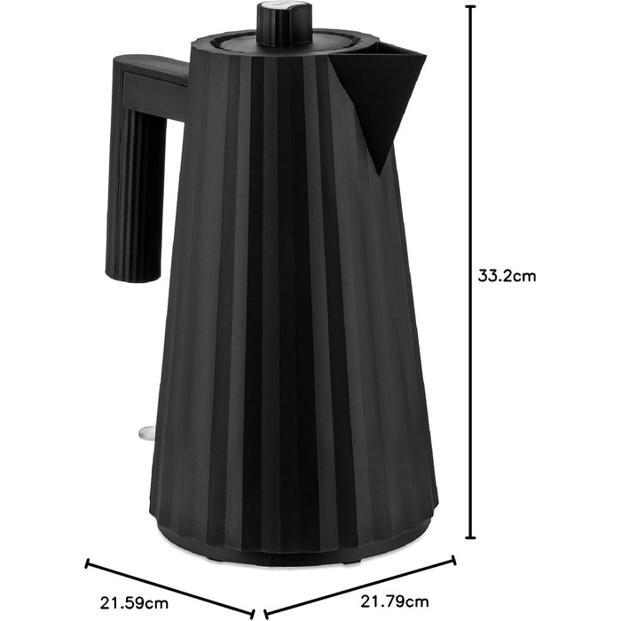 Alessi Plissé MDL06 B Kettle, 1.7l, Thermoplastic Resin, Black, 2400W, European Plug Single
