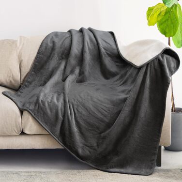 Водонепроникний коврик для собак Dreamzie 63x88 см - для дивана та ліжка. Знімний, водонепроникний, з Sherpa-fleece, можна прати (темно-сірий, L 127x152 см)