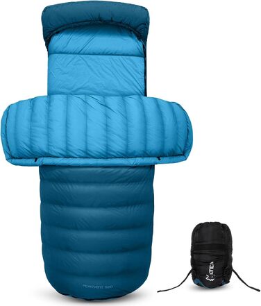 ATEPA 3-Season Down Sleeping Bag - Recyclable 650FP, Lightweight, Removable Blanket, Packable Sleeping Bag for Adults - Backpacking, Hiking (Pro Blue, Quilt ThermaExtreme Pro Max)