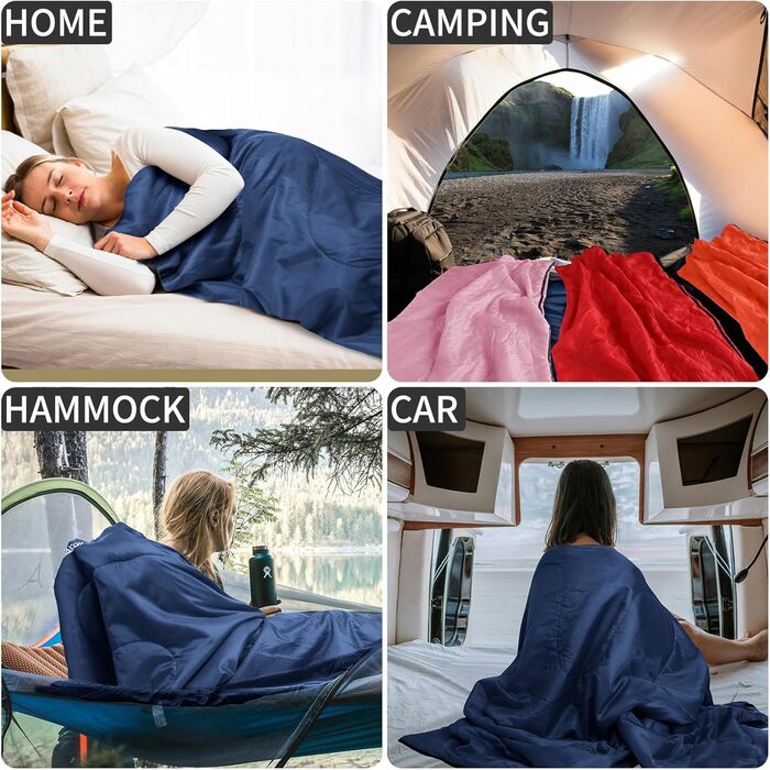 Легкий літній спальний мішок для кемпінгу та відпочинку на природі - для дорослих, зеленого кольору