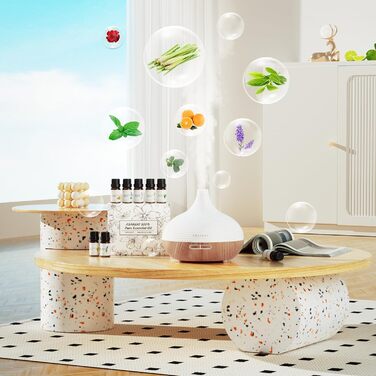 ASAKUKI Дифузор ароматичних олій 300мл, ультразвуковий зволожувач повітря, ароматерапія, LED-підсвічування, BPA Free, для спа, офісу, спальні