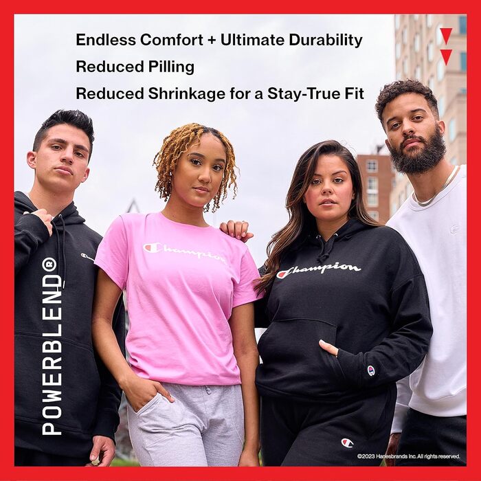 Спортивна кофта Champion Powerblend Fleece з капюшоном, логотип C (кольори вже не виробляються), стандартна посадка, XS, червоний колір (Team Red Scarlet)