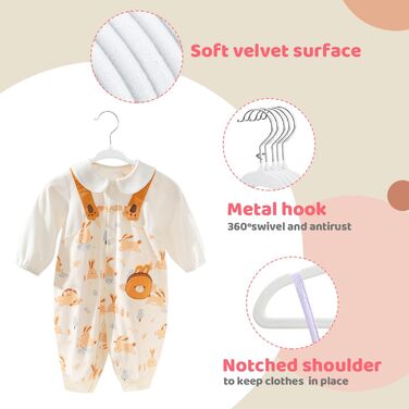 Дитячі вішалки для одягу ManGotree з велюру, 30 шт. - для дитячого одягу з обертовим гачком та спеціальним дизайном плечей