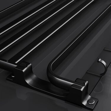 Тримач для рушників без свердління чорний матовий, самоклеючий, з 5 гачками, 58 см, алюміній