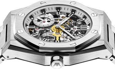 Чоловічий механічний годинник OLEVS Gold Skeleton з автопідзаводом, розкішний сталевий корпус з діамантами, водонепроникний, зі світлою індикацією (6669: Сріблястий)