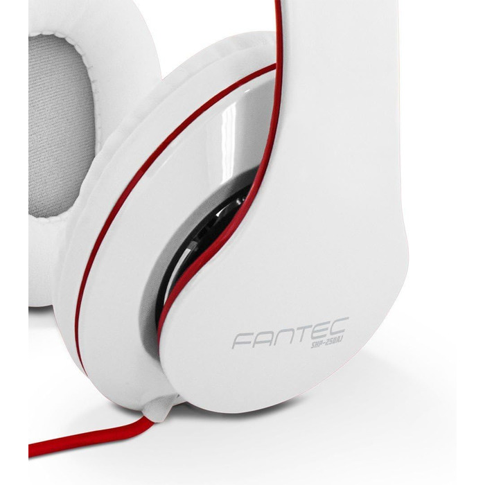 Навушники FANTEC SHP-250AJ Stereo HiFi, білий/червоний, без мікрофона
