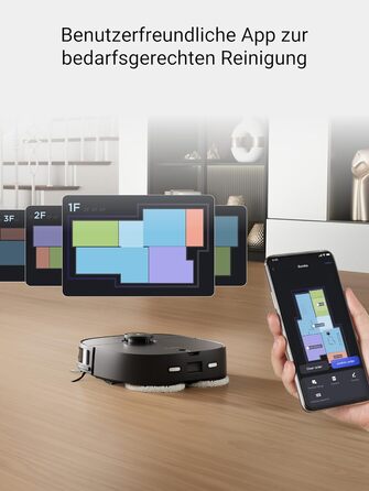 Робот-пилосос Eureka J12 Ultra з функцією миття підлоги (автоматичне очищення, прання та сушка), потужність всмоктування 5000Pa, обертова функція миття, Dual-LiDAR навігація, 3D уникнення перешкод, чорний