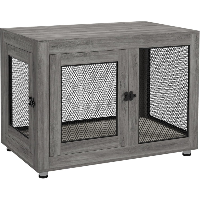 Клітка для собак PawHut з 2 дверцятами, знімний матрац, сучасна сталева будка для собак, 94x60x71,5 см, білий/сірий