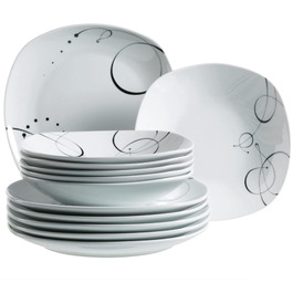 Mäser Chanson: Набір посуду з порцеляни (12 предметів) для 6 осіб, білий