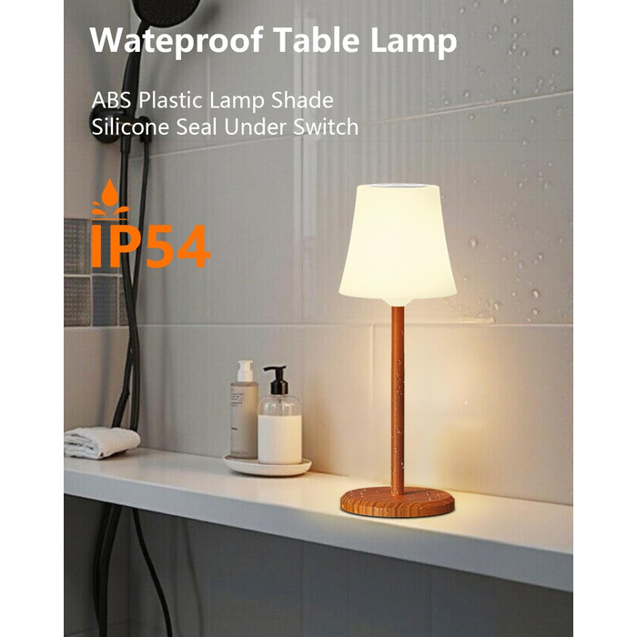 Настільна лампа бездротова LED 2 шт, акумуляторна, з регулюванням кольору та яскравості, сенсорне управління, водонепроникна IP54 для спальні, вітальні, балкону