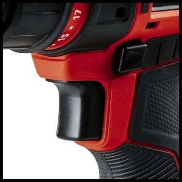 Акумуляторний дриль-шуруповерт Einhell TE-CD 18/45 3X-Li+ Power X-Change (18 В, 45 Нм, кутовий насадка, ексцентрик, 22-ти шт. набір біт, 2x2.0 Ah акумулятори, зарядний пристрій + E-Box)