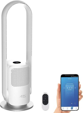 Sichler Household Appliances Tower Fan: Cordless 2-in-1 360° Fan & Air Purifier, Wi-Fi, App Control, HEPA, 35W (Tower Fan with Air Purifier, Fan with Timer, Ceiling Fan)