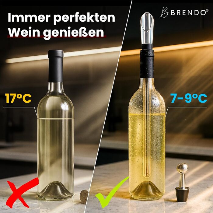 Охолоджувач для пляшок та шампанського Brendo Weinkühler з нержавіючої сталі (набір 2 шт.) | Охолоджувач для вина, шампанського, білого вина | Подарунковий набір для чоловіків та жінок