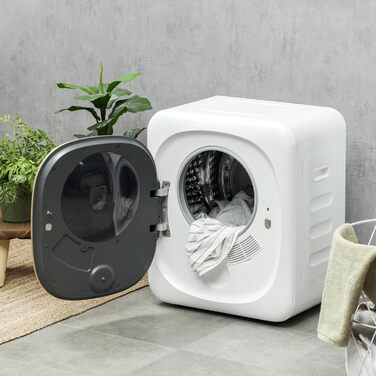 Міні-сушарка для одягу HOMCOM з 6 програмами, LED-дисплеєм, 4 кг, до 60°C, 800W, окремо стояча/настінна, з захистом від перегріву, біла