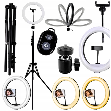 Кільцева LED-лампа для селфі 25 см, 24 Вт, 6500К, штатив 210 см