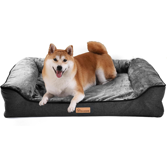 Крісло-ліжко для собак середніх порід YITAHOME, 51x48 см, ортопедичне, знімний чохол, чорне