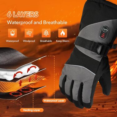 Гріючі рукавички для чоловіків та жінок з акумулятором 5V 5000mAh, 3 режими нагріву, для мотоциклів, велосипедів, катання на лижах
