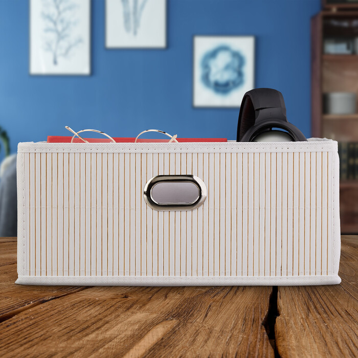 Relaxdays Bamboo Flat Storage Basket