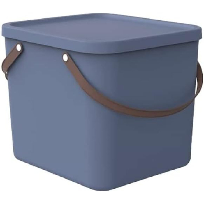 Rotho Albula Storage Box 40l with Lid, Plastic (Recycled PP), Green, 40l (40.0 x 40.0 x 34.0 cm) (Blue)