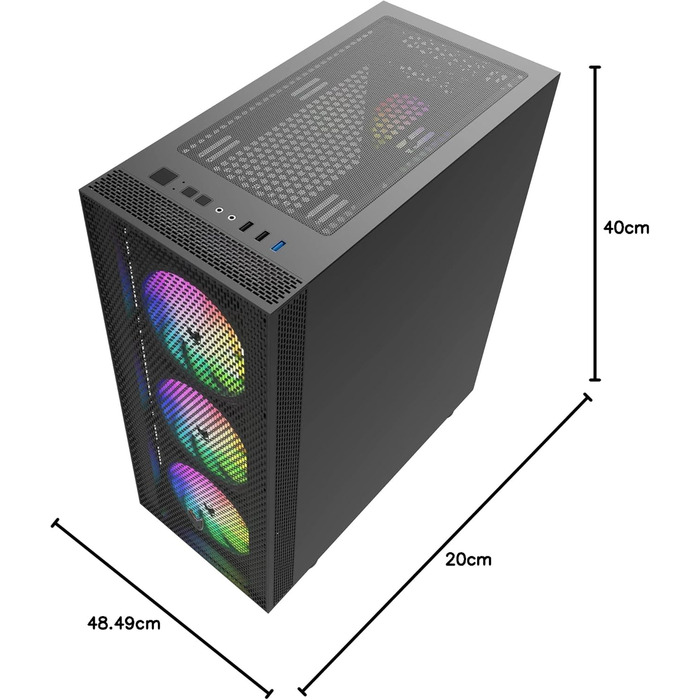 Корпус для ПК Oversteel AZURITE, сумісний з ATX/Micro ATX/ITX, 120мм RGB вентилятор, Mesh-фасад, фільтри пилу, загартоване скло, USB 3.0, білий/чорний