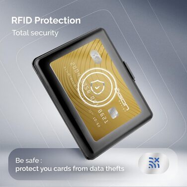 Чоловічий гаманець ÖGON -DESIGNS Smart Case Big Stockholm з алюмінію, велика місткість, RFID-захист, чорний