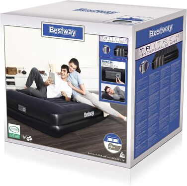 Надувне ліжко Bestway Aeroluxe, чорне, 203 x 152 x 46 см, Double, з вбудованим електронасосом