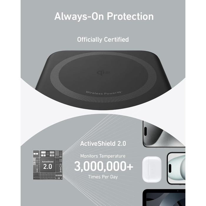 Powerbank Anker MagGo: 10000mAh, Qi2, 15W MagSafe, USB-C, з дисплеєм та підставкою, чорний