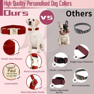 Персоналізоване собаче нашийник з металевою застібкою: напис та номер телефону. Регульовані розміри для собак середніх та великих порід.