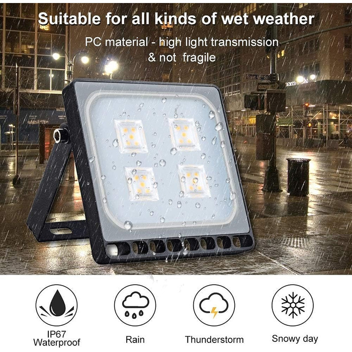 Sararoom LED прожектор для вулиці, 20W, 3000K тепле світло, 4000 Лм, IP65, водонепроникний, 48 LED, зовнішній LED ліхтар для саду, гаража, подвір'я, спортмайданчика