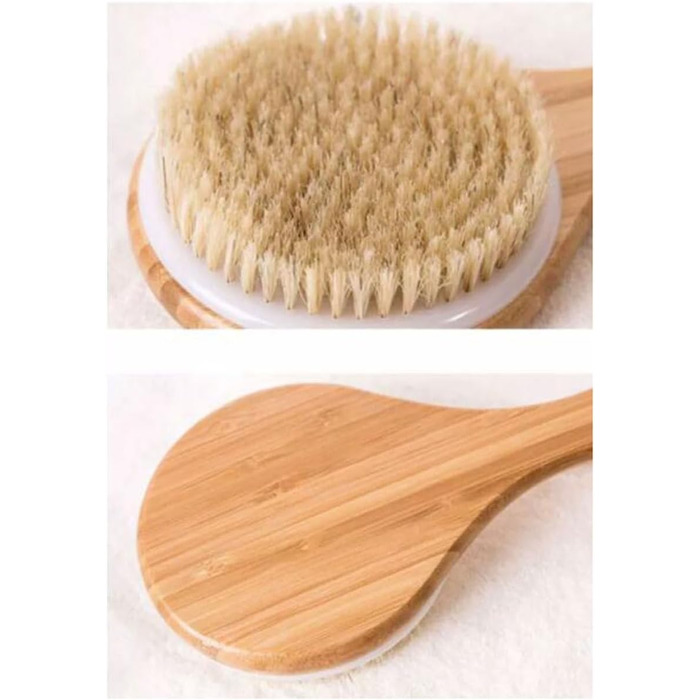Bamboo bath brushes with long handle for women, boar bristles, bath and body brushes, back scrubber for the shower for men, 13 inches