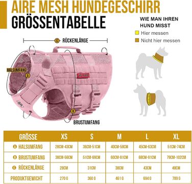 Нагрудник для собак OneTigris AIRE MESH, тактичний, великий, анти-тяга, з 2 ручками, регульований, дихаючий, зелений (рожевий, M)