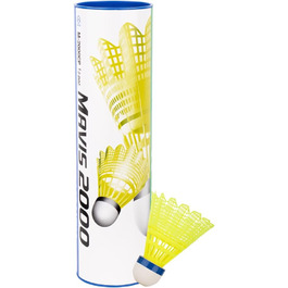 Бадмінтонні волани Yonex Mavis 2000 жовті, 6 шт., для низьких температур (до 14°C), червоний стрічковий маркер