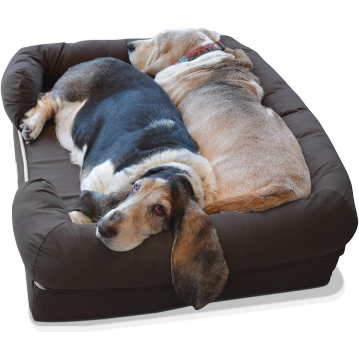 Ліжко для собак та котів PetFusion Ultimate Solid Memory Foam 2.5' - ортопедичне, коричневе, 91 x 71 x 23 см