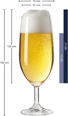 Набір пивних келихів LEONARDO HOME DAILY 6 шт (360 мл) для пива Pilsner, міцні, для посудомийної машини