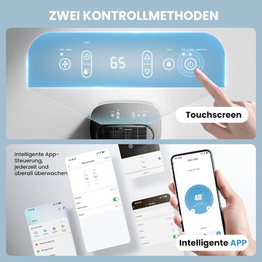 Електричний осушувач повітря 25л/день, 50㎡, з керуванням через додаток та сенсорною панеллю, для підвалу, бак 3.7л, злив по шлангу, 47dB, таймер 24г, захист від дітей, 3 роки гарантії