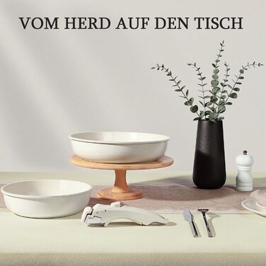 Набір посуду GiPP 11 предметів з антипригарним покриттям та знімною ручкою - для індукційних плит, підходить для духовки (білий)