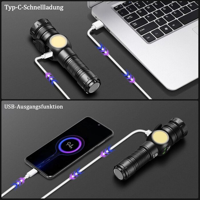 Ліхтар LED акумуляторний 100000 люменів з магнітом, потужний, з акумулятором 5000mAh, LCD-індикатор заряду, 9 режимів, Zoom, для кемпінгу, туризму, активного відпочинку, надзвичайних ситуацій