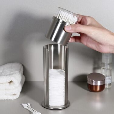 Спондисер для ватних дисків з кришкою, тримач для ватних паличок, контейнер для вати, органайзер для косметики з нержавіючої сталі