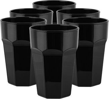 Set of 425 ml Cocktail Glasses, Set of 6 Long Drink Glasses, Colorful Glasses – Dishwasher-Safe Crystal Glasses Gigi Piano Black