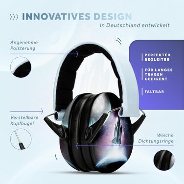 Schallwerk® Kapselgehörschutz Kiddies (Space) - навушники шумозахисні для дітей, mini, ідеальні для повсякденного використання та заходів