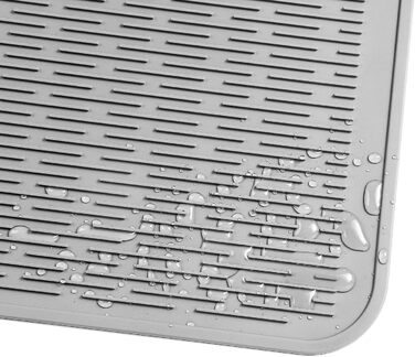 Силиконова килимок для сушіння посуду - килимок для посуду, BPA-free, стійкий до високих температур, антиковзний, сірий, 60 x 40 см