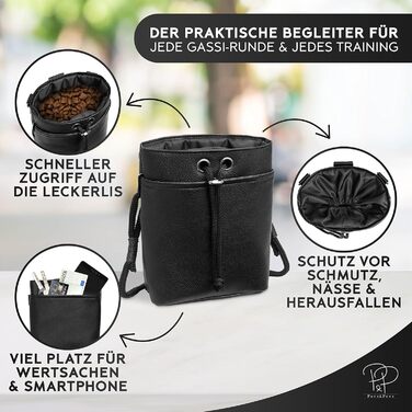 Pawz&Pawz Лекарлики для собак | Стильний набір для годування, дресирування та вигулу | Практичний, міцний ласощівник + диспенсер для відходів | Сумка для собак чорного кольору