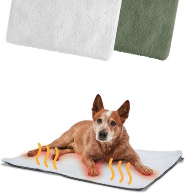 Самогріюча ковдра для собак PiuPet® 90x60 см: тепла, фланелева, без електроенергії, для дивана | Біла